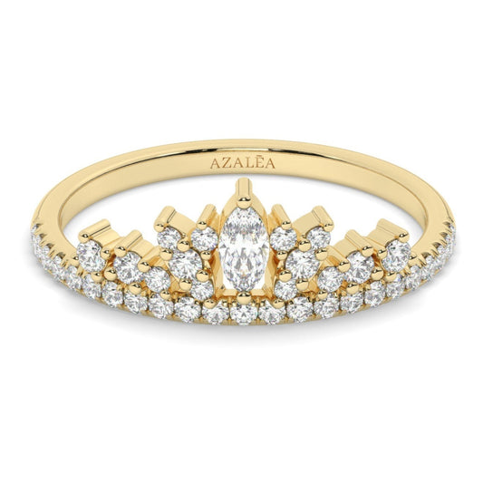 Marquise and Round Diamond Wedding Ring