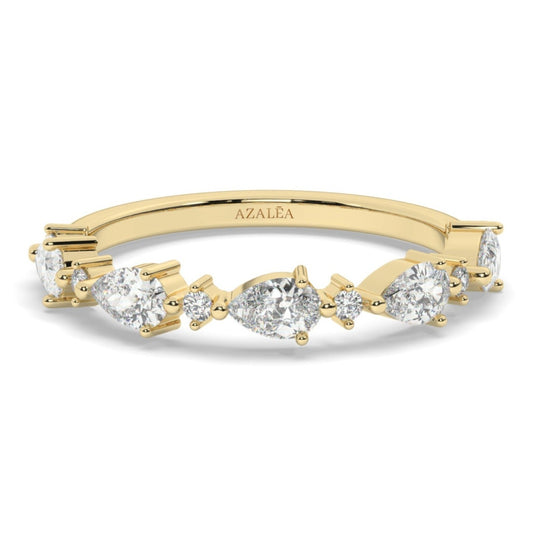 Pear and Round Diamond Wedding Ring