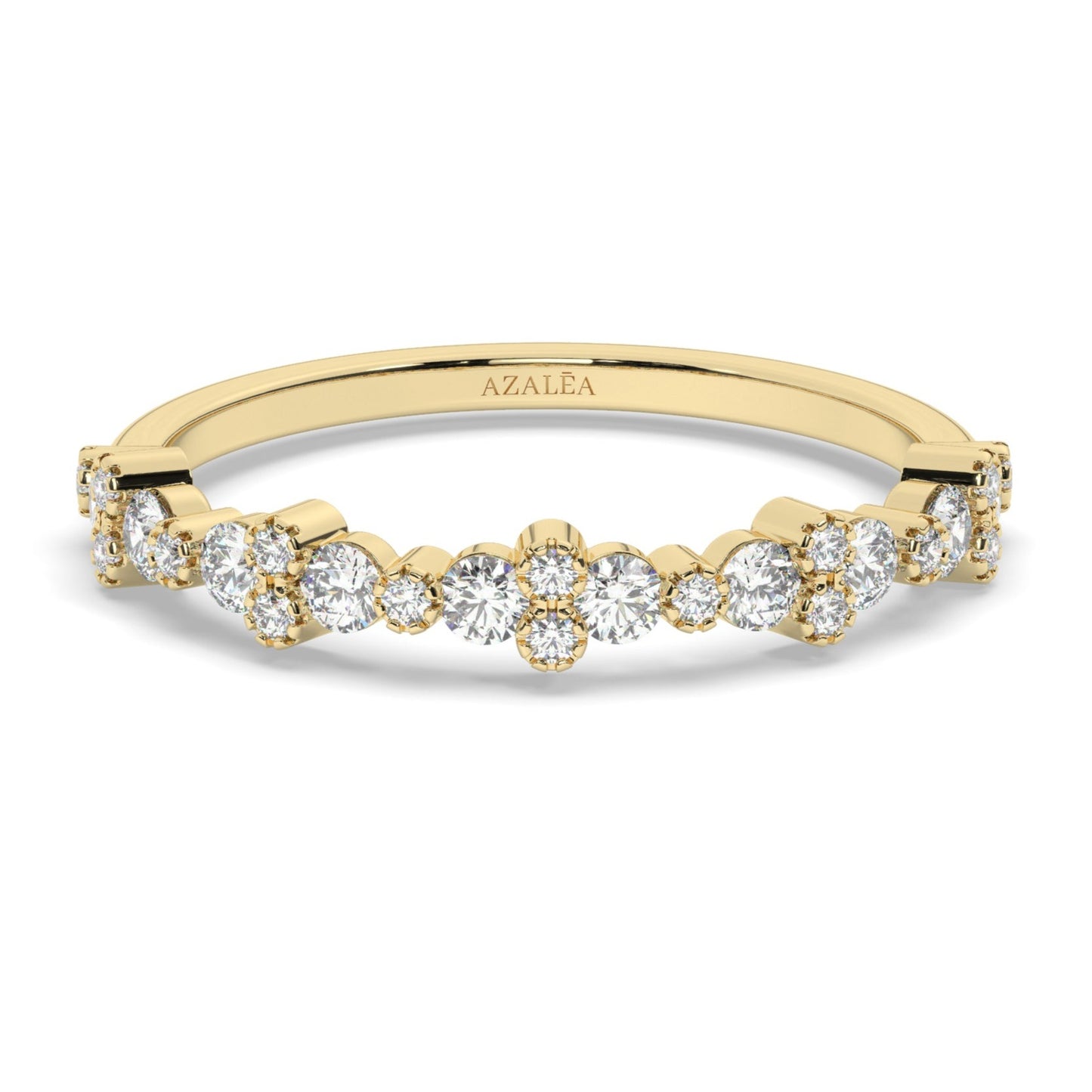 Gold Round Diamond Half Eternity Wedding Ring