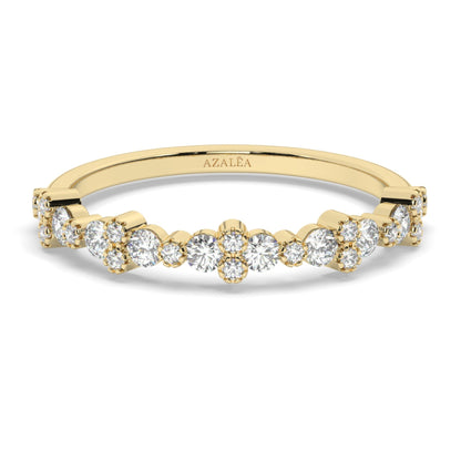 Gold Round Diamond Half Eternity Wedding Ring