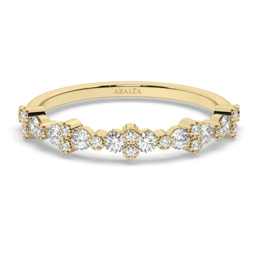 Gold Round Diamond Half Eternity Wedding Ring
