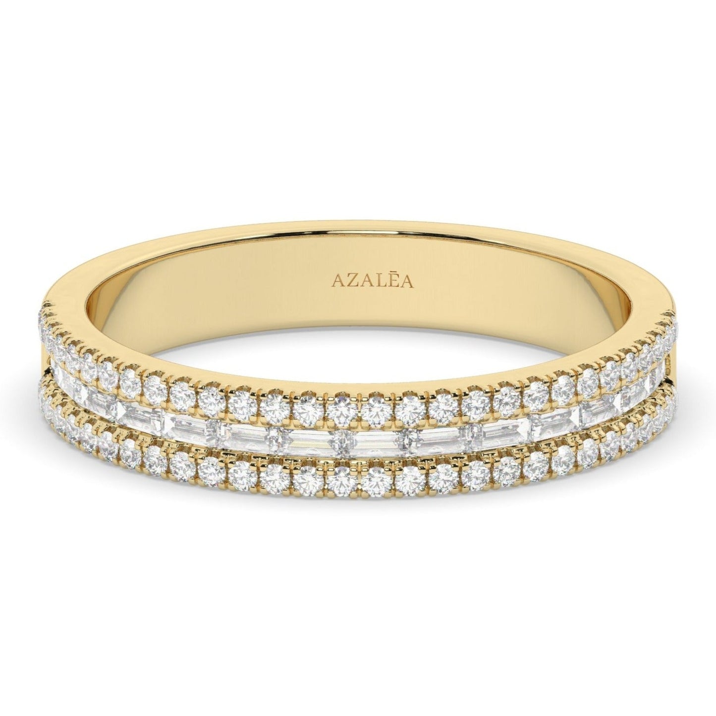 Gold Baguette Round Diamond Eternity Band