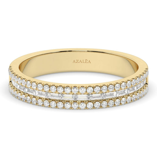 Gold Baguette Round Diamond Eternity Band