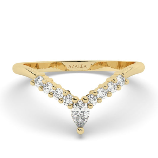 Pear Diamond Chevron Ring