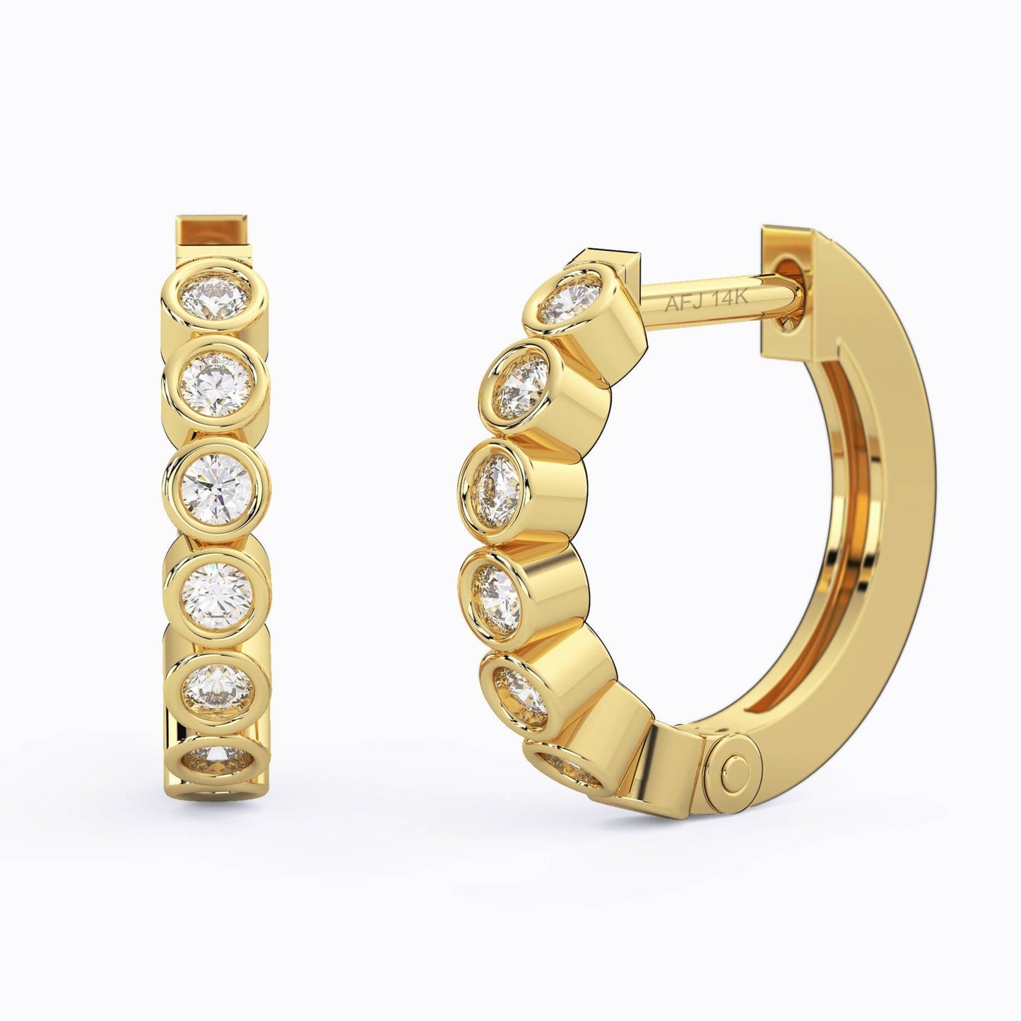 Bezel Set Diamond Hoop Earrings