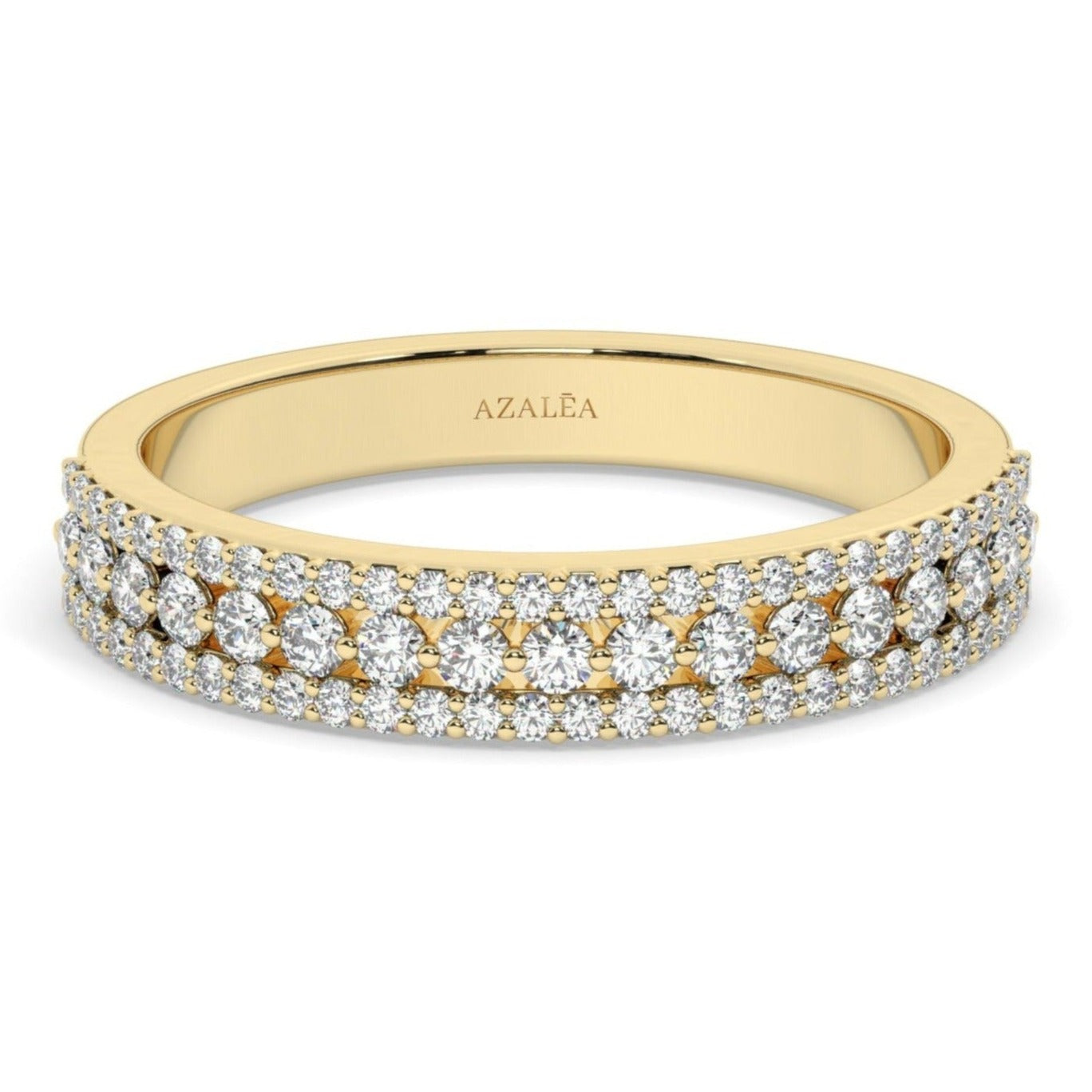 3 Row Halfway Diamond Wedding Ring