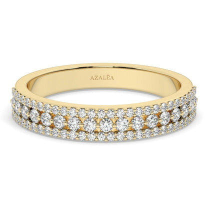 3 Row Halfway Diamond Wedding Ring
