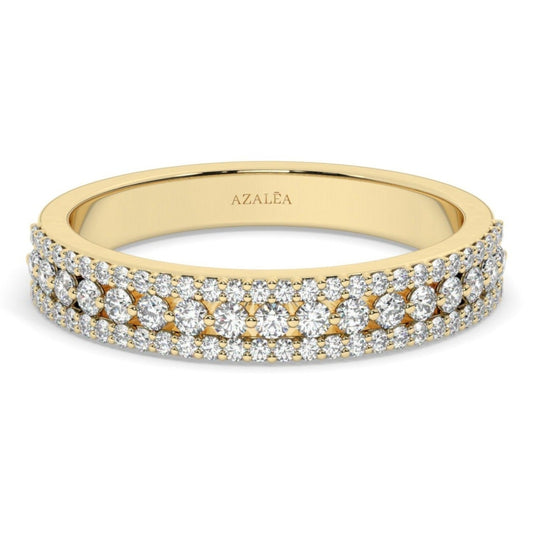3 Row Halfway Diamond Wedding Ring