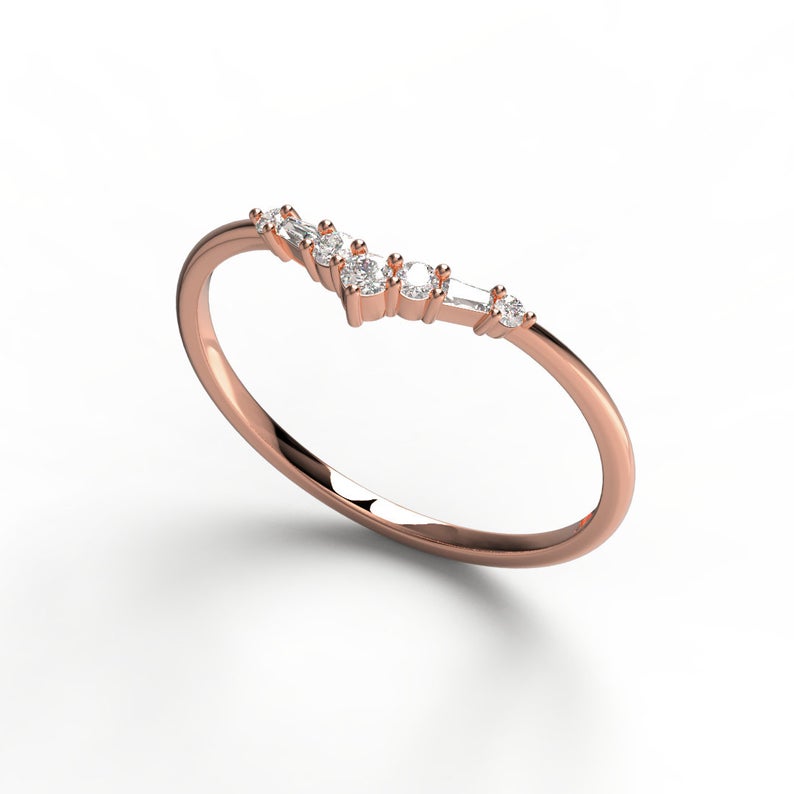 Tapered Baguette and Round Diamond Ring