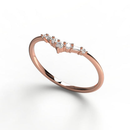 Tapered Baguette and Round Diamond Ring
