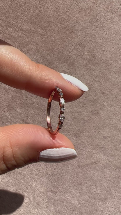 Gold Marquise and Round Diamond Wedding Ring