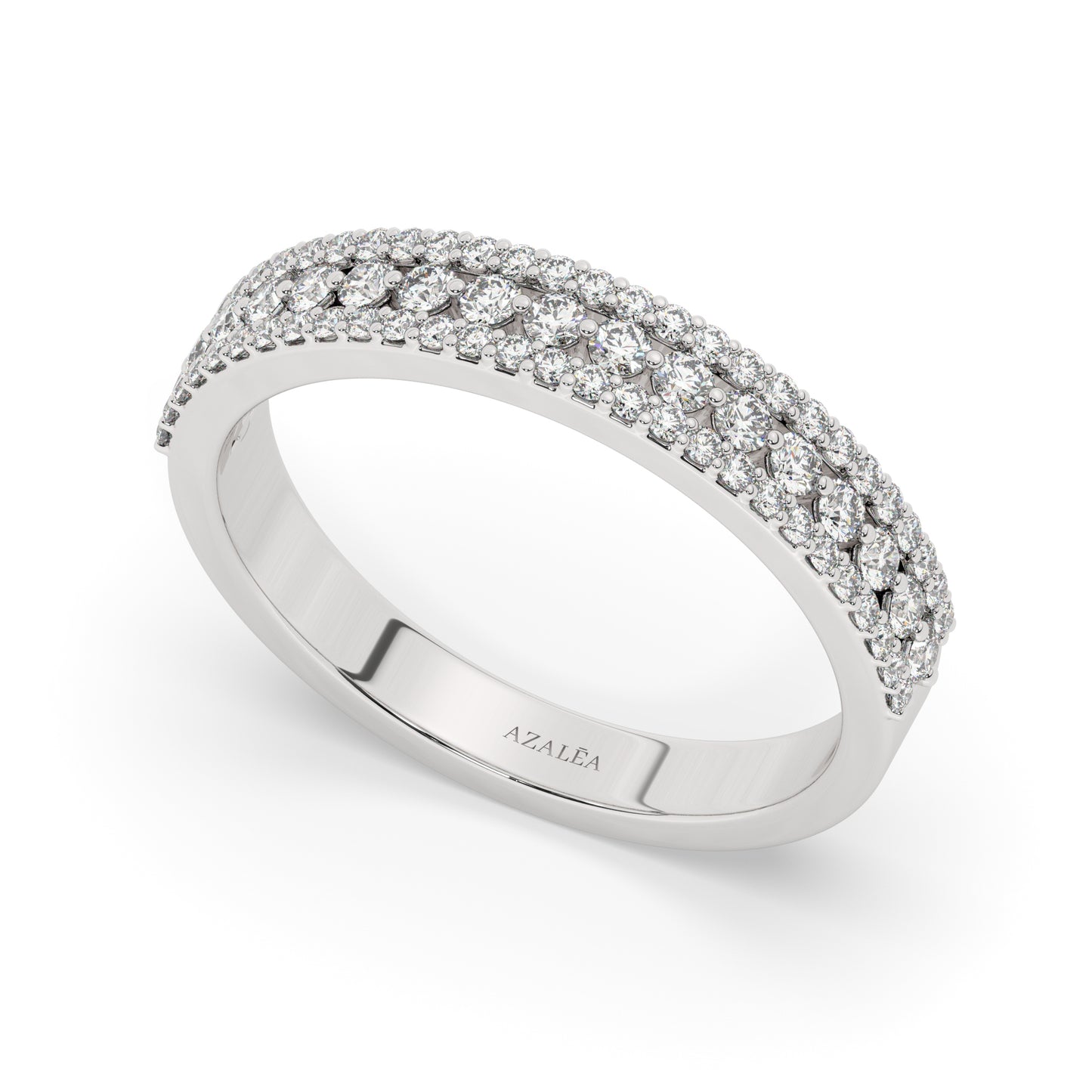 3 Row Halfway Diamond Wedding Ring