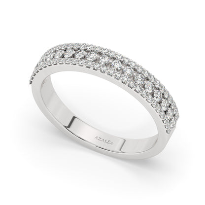 3 Row Halfway Diamond Wedding Ring