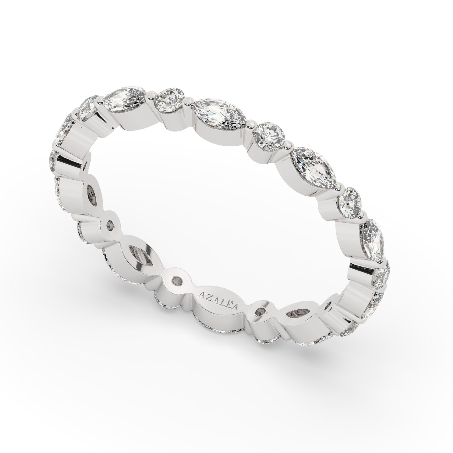 Marquise and Round Diamond Eternity Wedding Ring