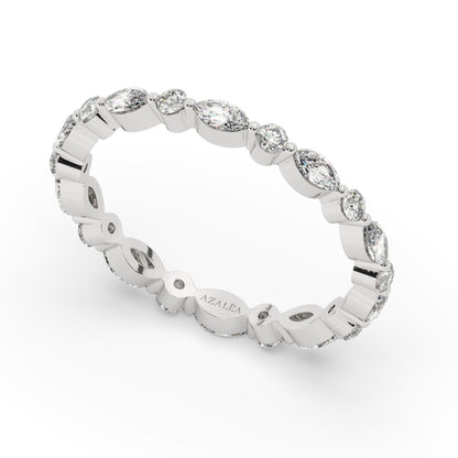 Marquise and Round Diamond Eternity Wedding Ring