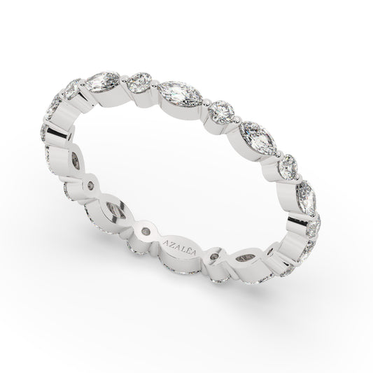 Marquise and Round Diamond Eternity Wedding Ring