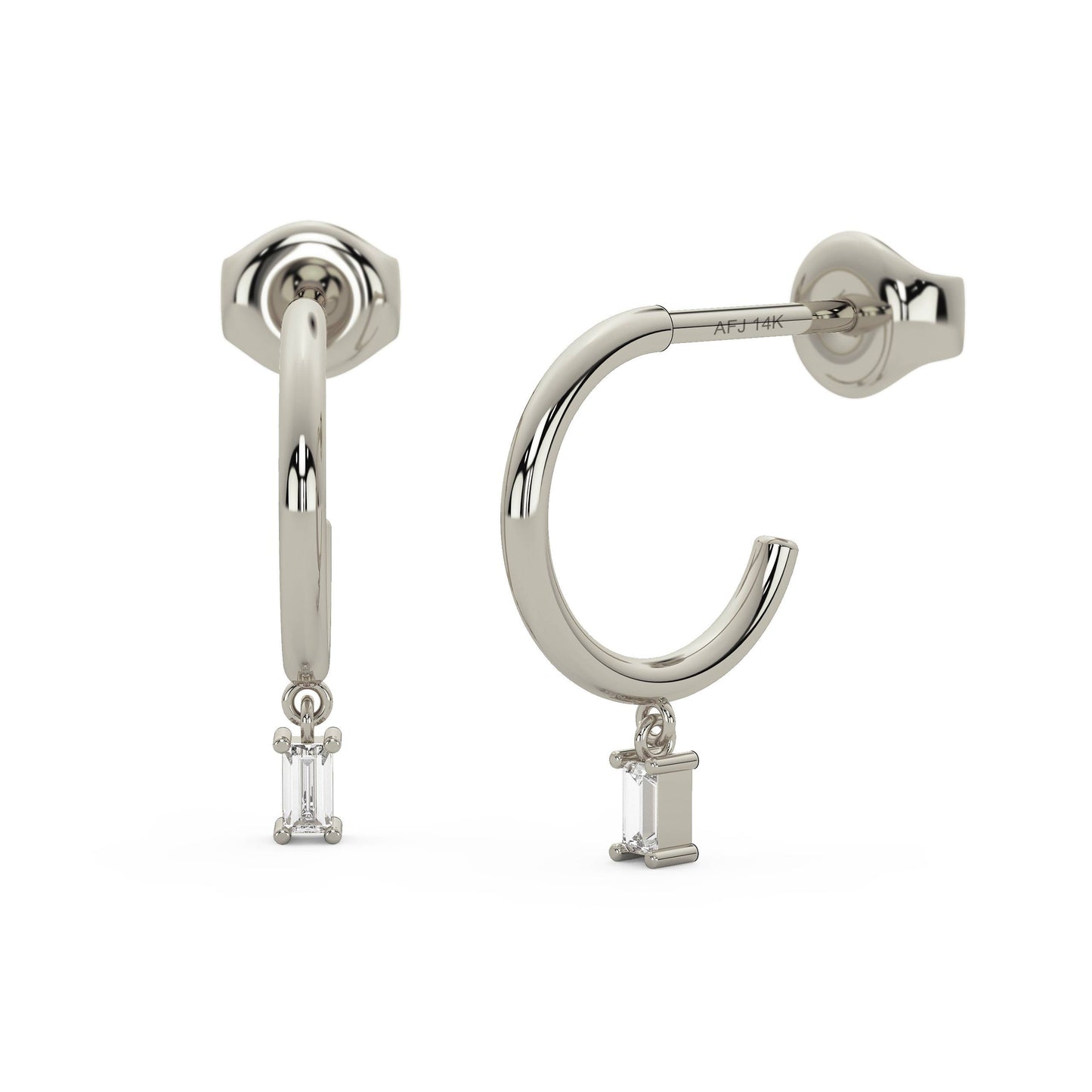 Diamond Dangle Hoop Earrings