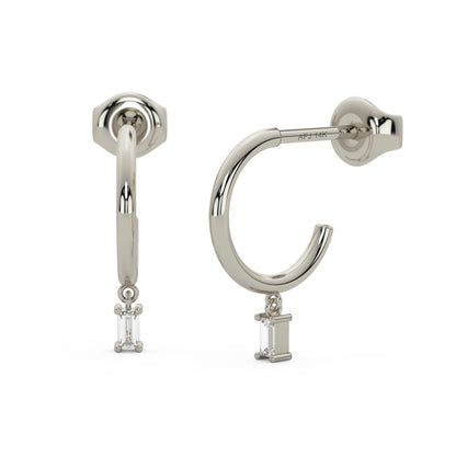 Diamond Dangle Hoop Earrings