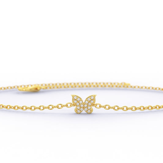Diamond Pave Butterfly Chain Bracelet
