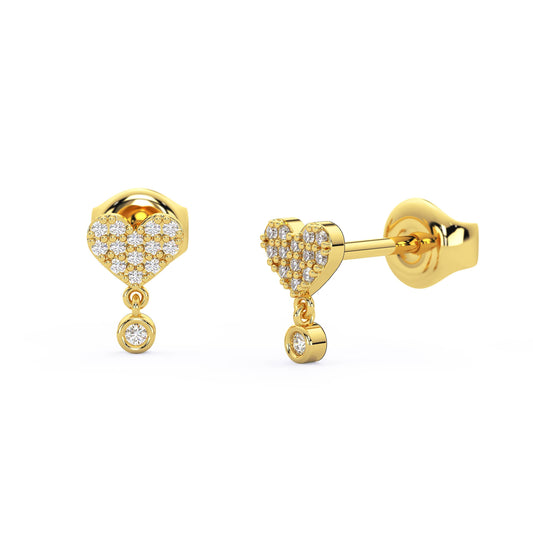 Diamond Dangle Heart Studs