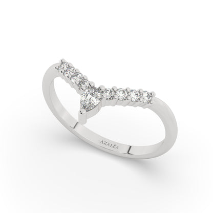 Pear Diamond Chevron Ring