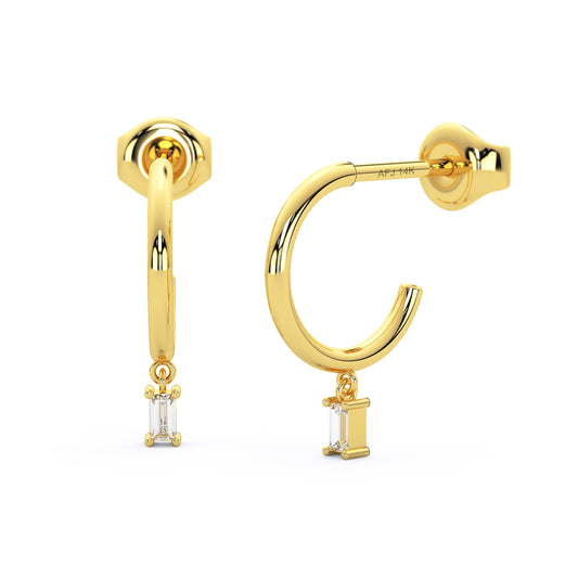 Diamond Dangle Hoop Earrings