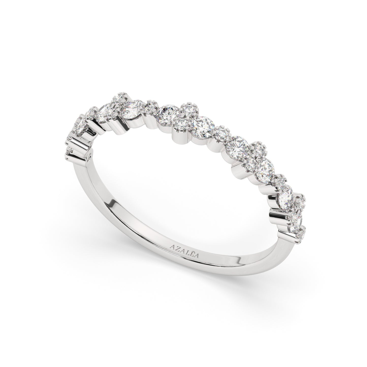 Gold Round Diamond Half Eternity Wedding Ring