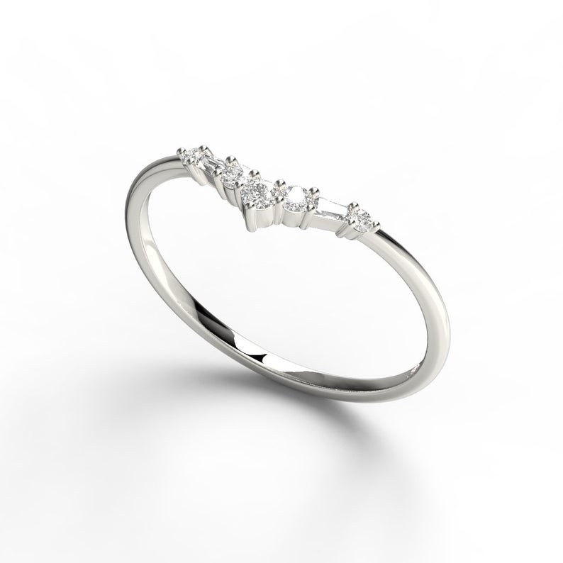 Tapered Baguette and Round Diamond Ring