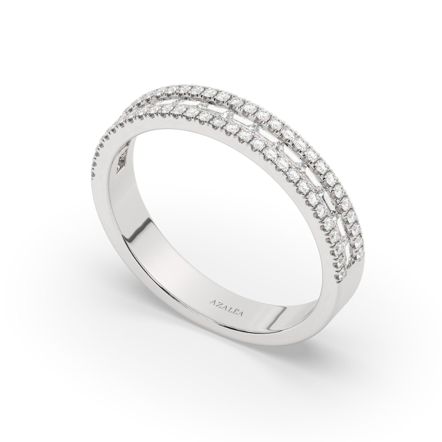 Gold Baguette Round Diamond Eternity Band