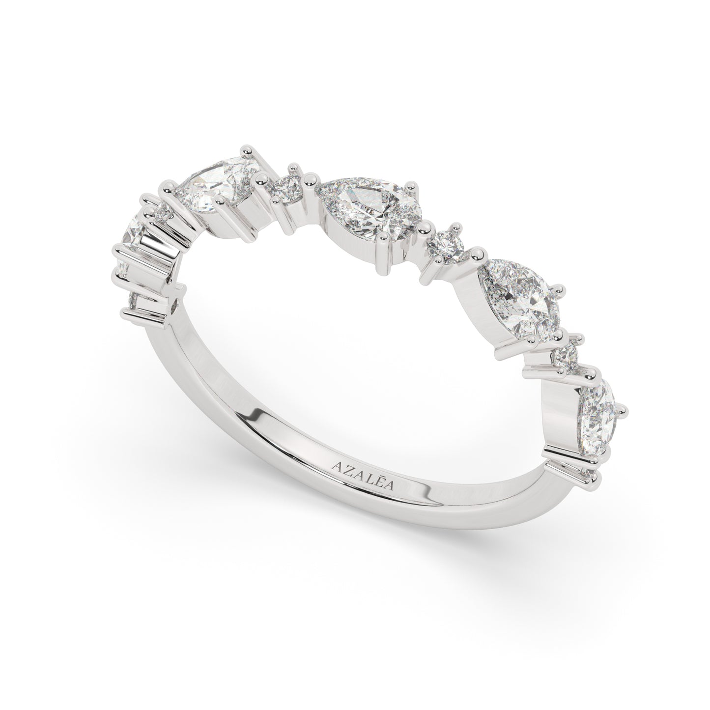 Pear and Round Diamond Wedding Ring