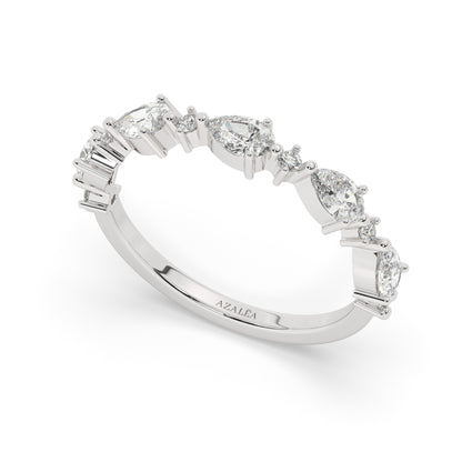 Pear and Round Diamond Wedding Ring