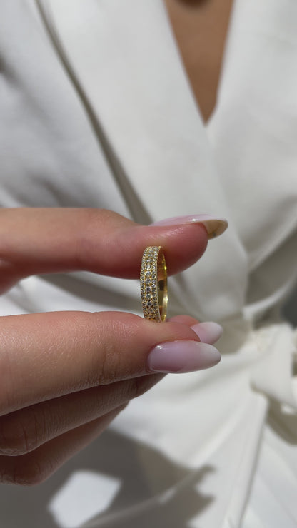 3 Row Halfway Diamond Wedding Ring