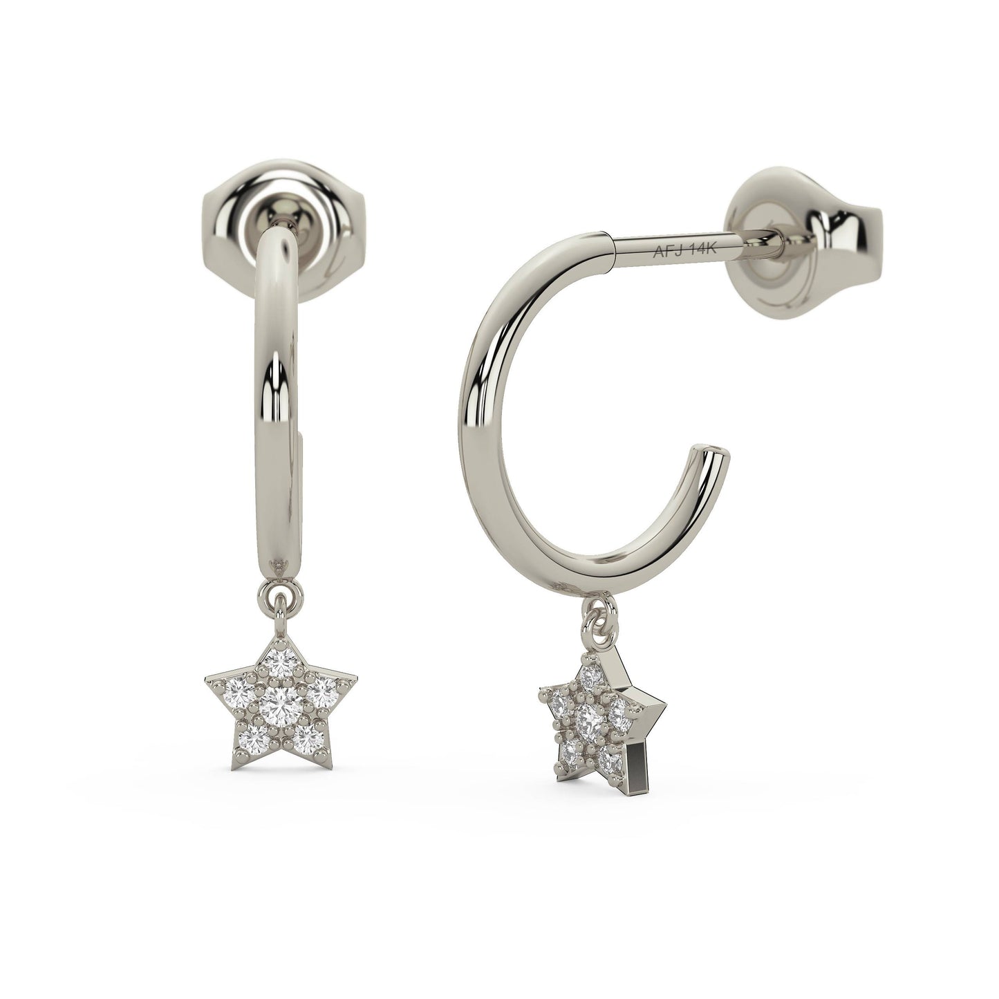 Star Diamond Dangle Hoop Earrings