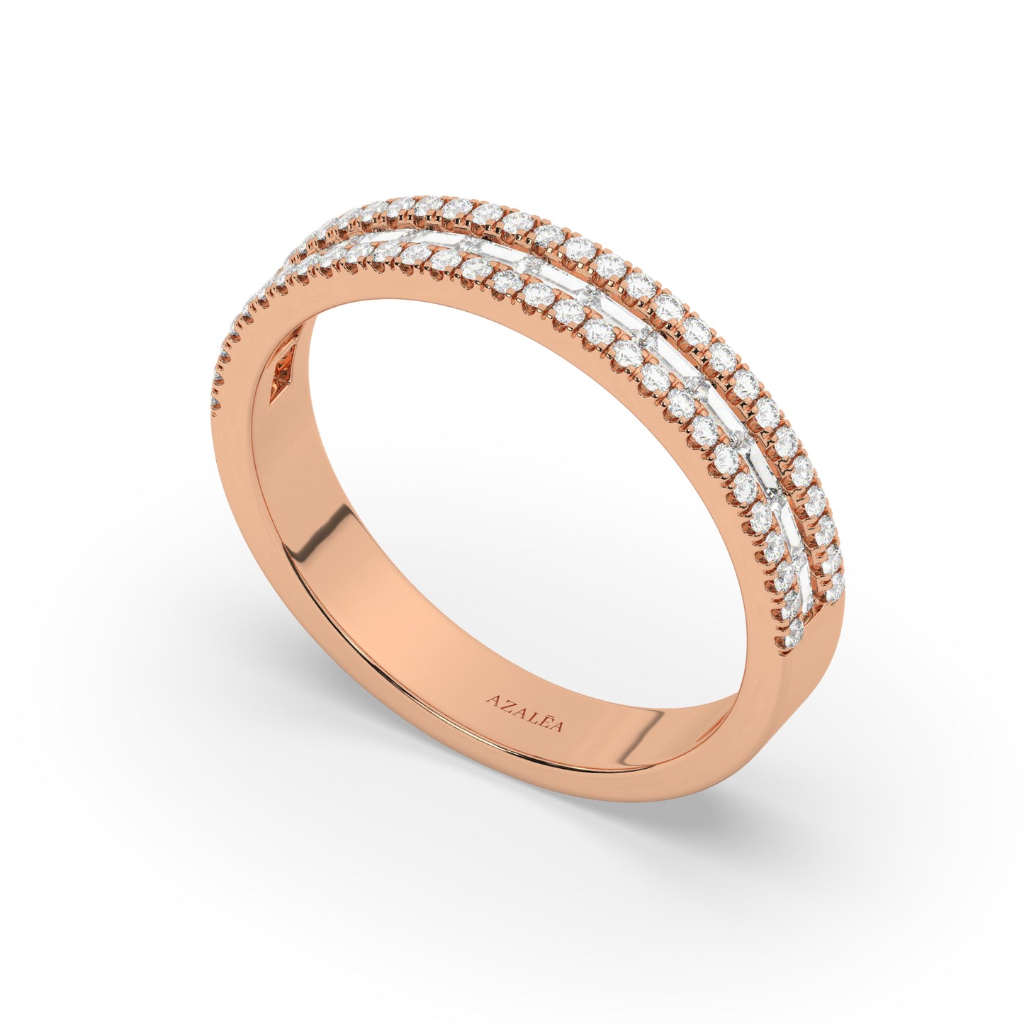 Gold Baguette Round Diamond Eternity Band