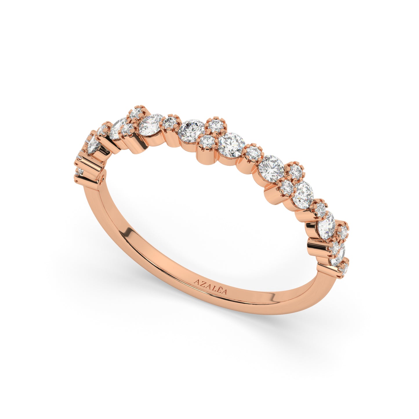 Gold Round Diamond Half Eternity Wedding Ring