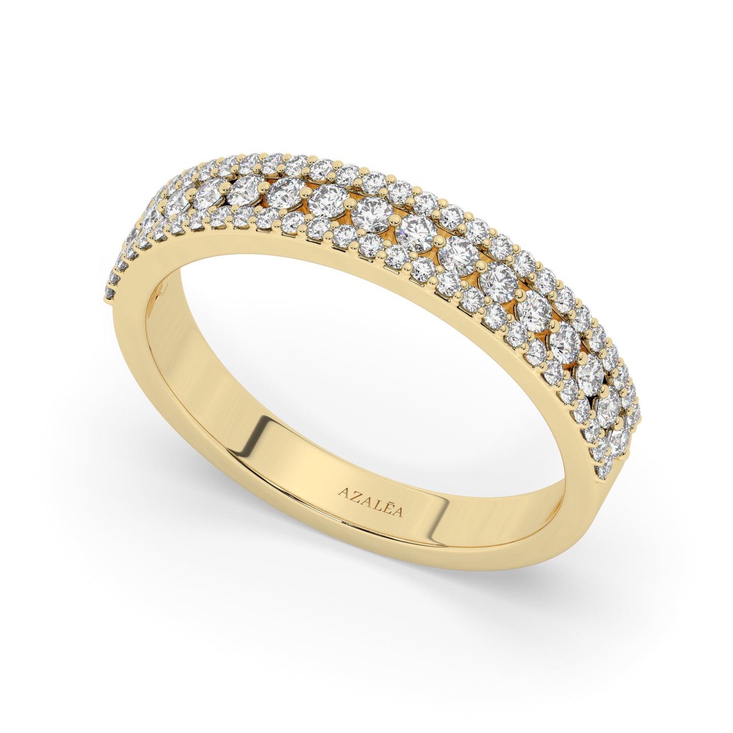 3 Row Halfway Diamond Wedding Ring