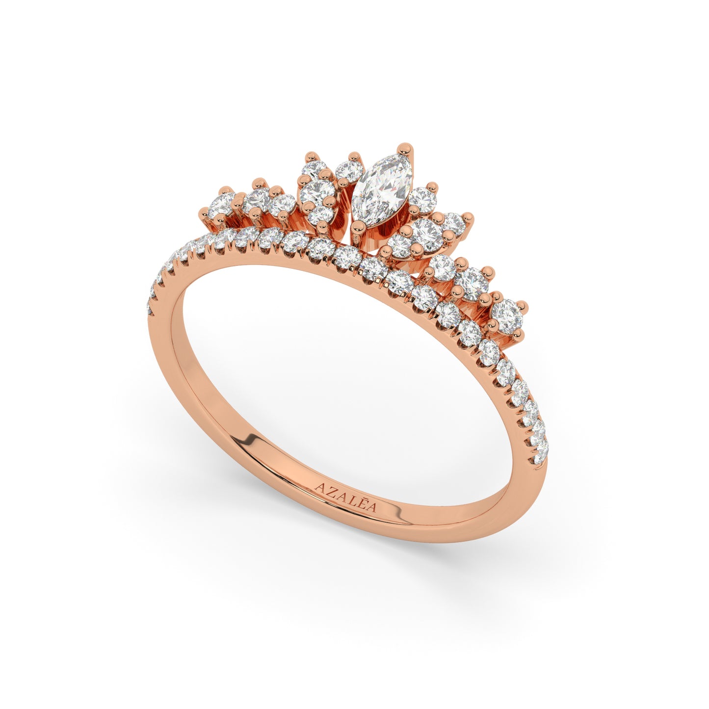 Marquise and Round Diamond Wedding Ring