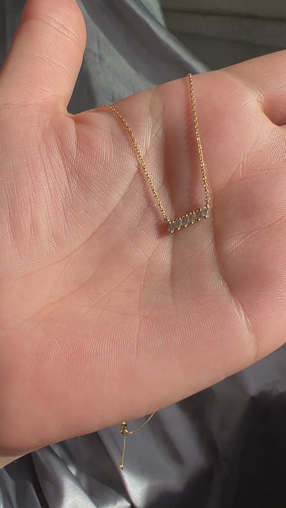 Tilted Diamond Baguette Bar Necklace