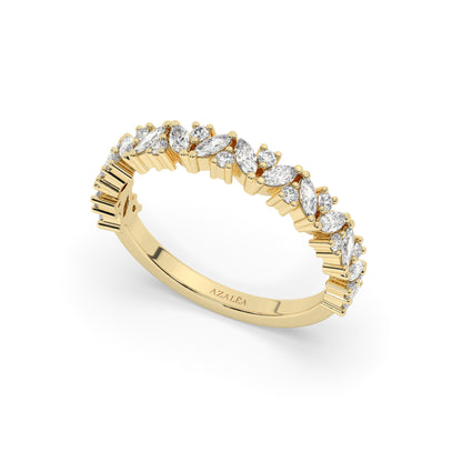 Marquise and Round Diamond Wedding Ring