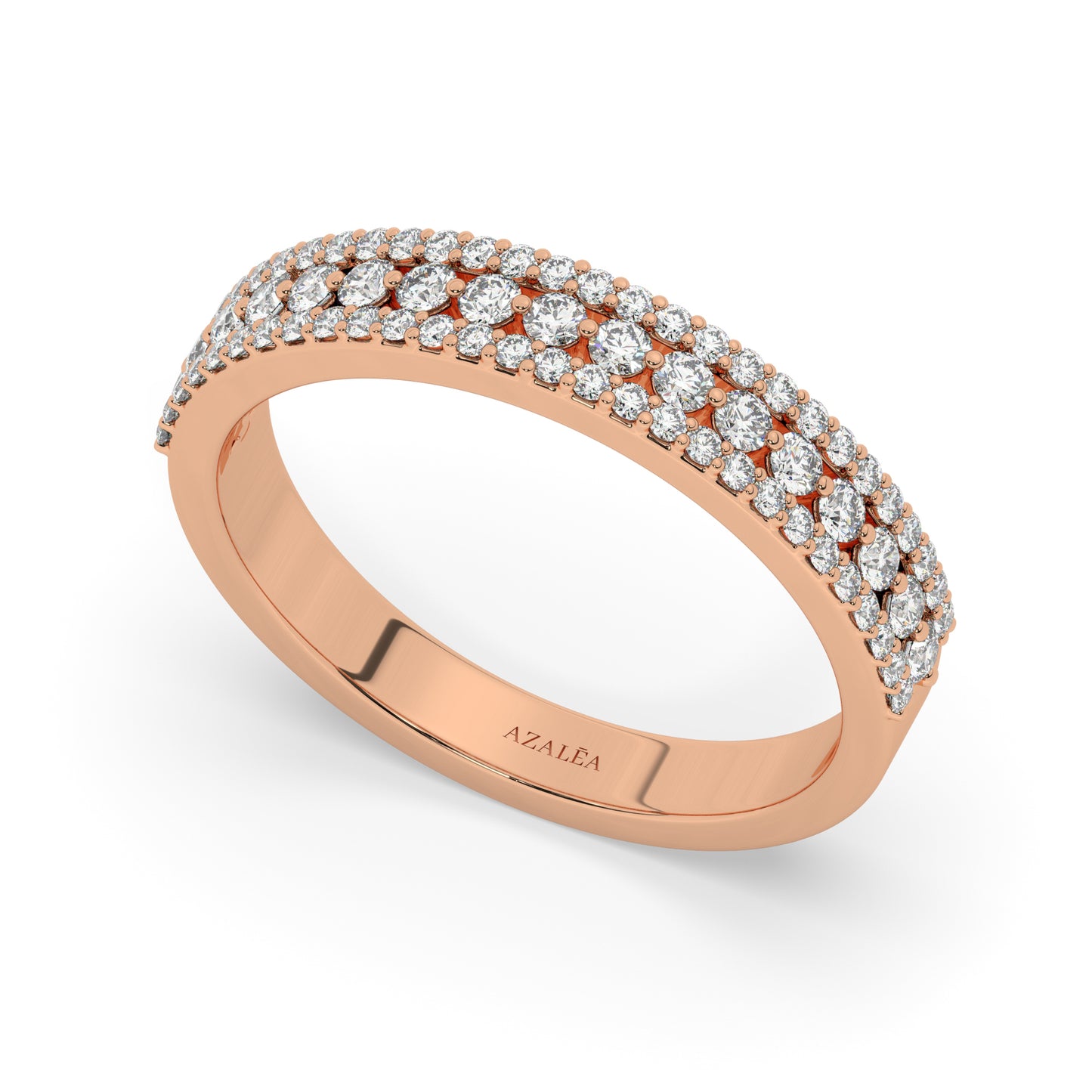 3 Row Halfway Diamond Wedding Ring