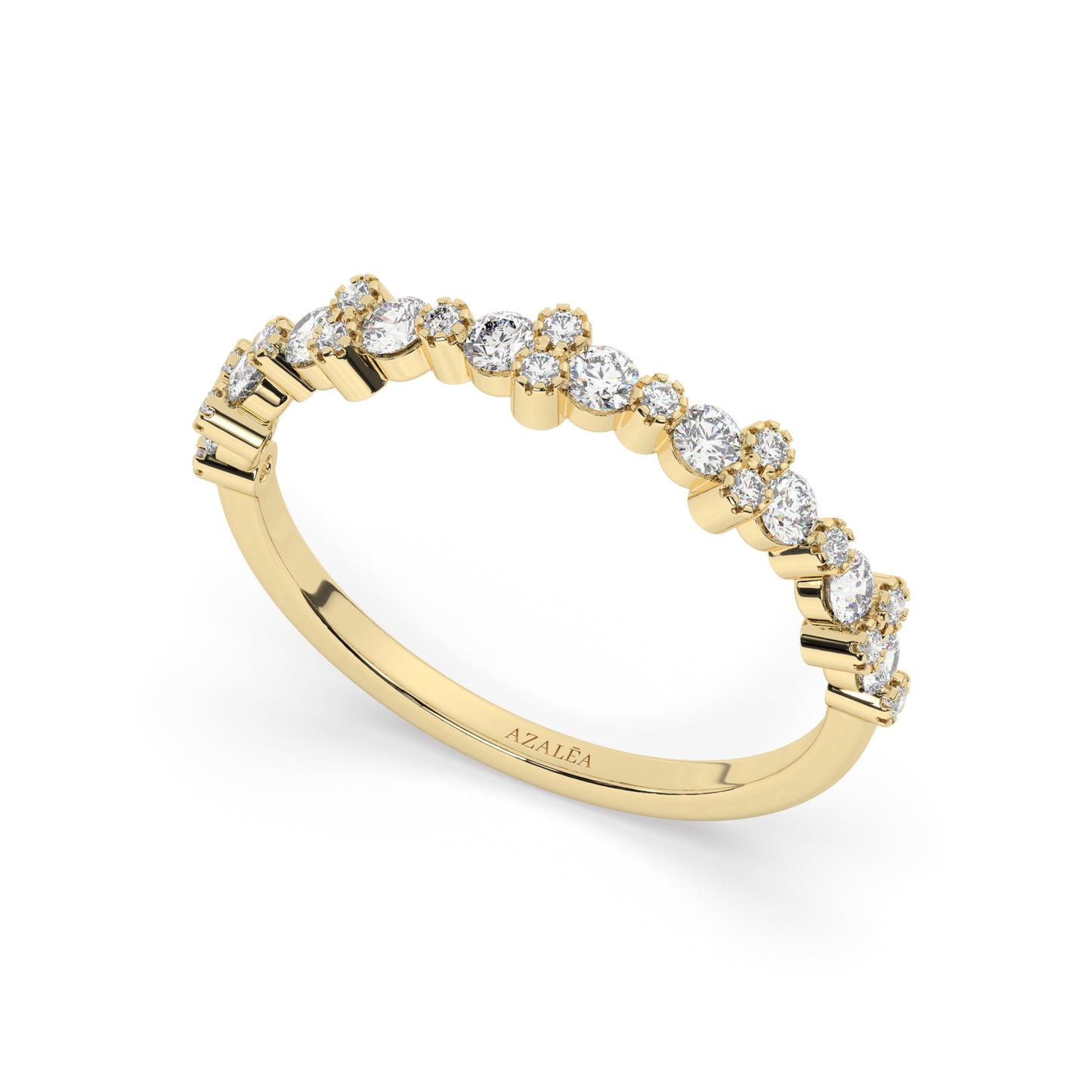 Gold Round Diamond Half Eternity Wedding Ring
