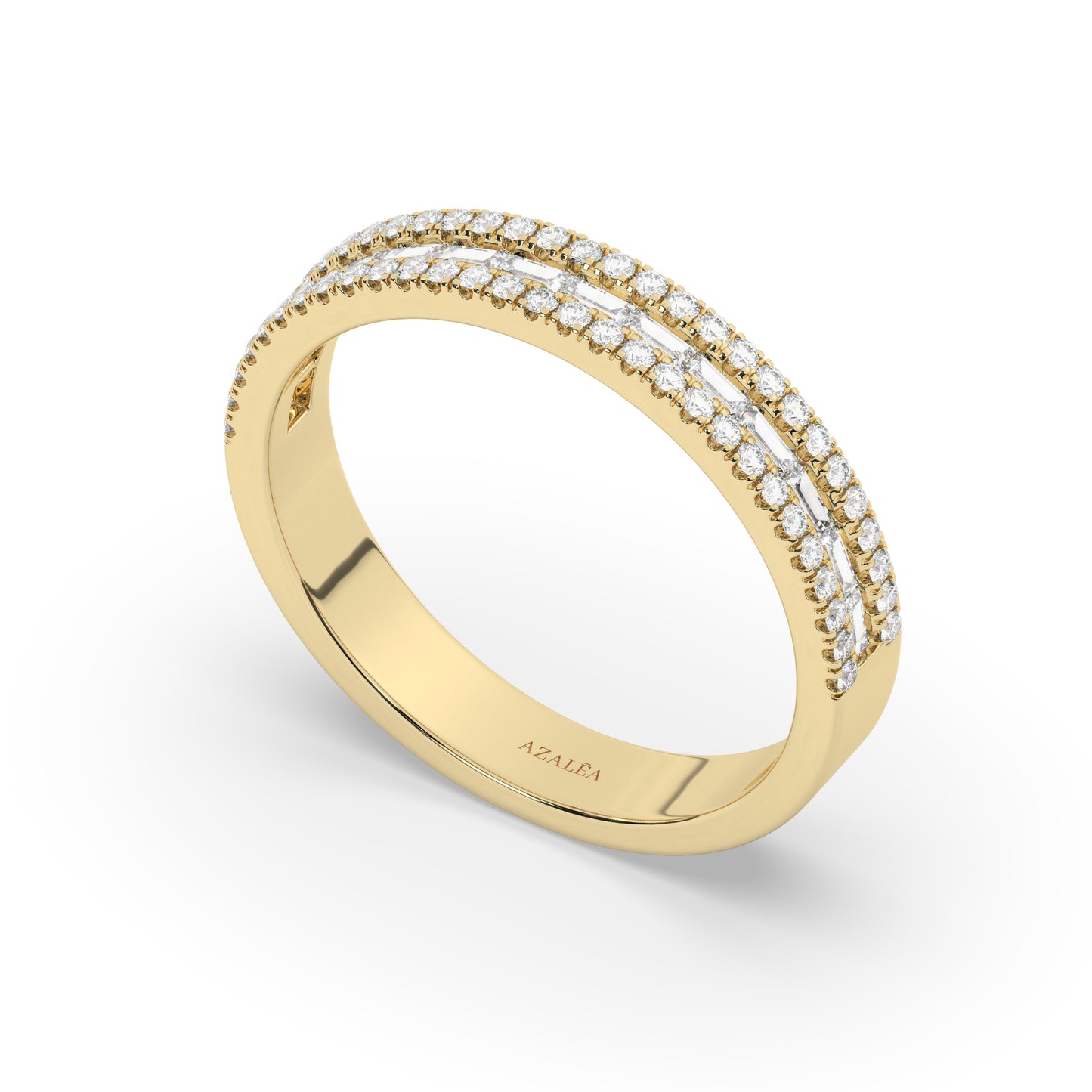 Gold Baguette Round Diamond Eternity Band