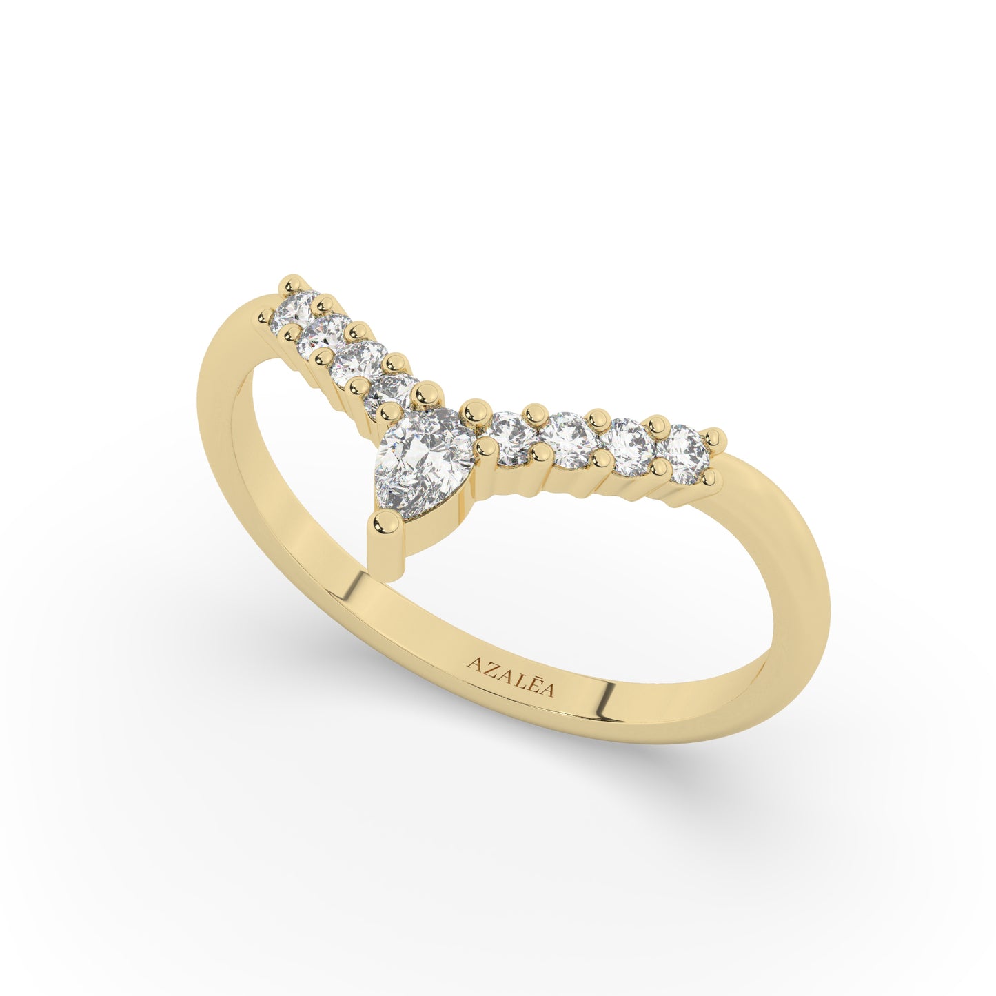 Pear Diamond Chevron Ring