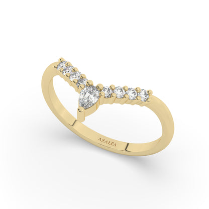 Pear Diamond Chevron Ring