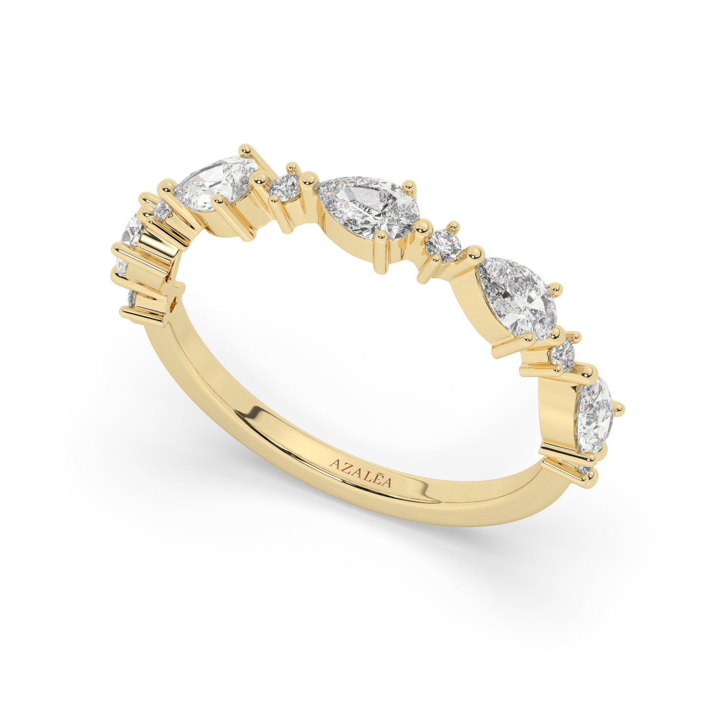 Pear and Round Diamond Wedding Ring