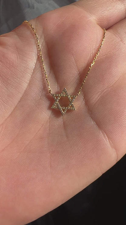 Diamond Star Of David Necklace