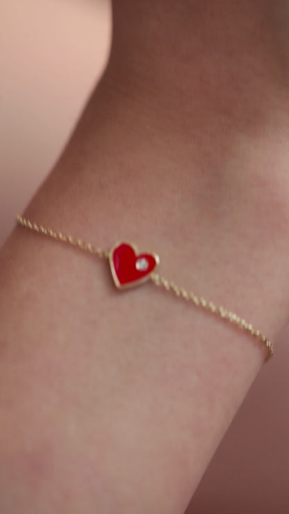 Diamond Enamel Heart Bracelet