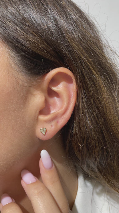 Curved Diamond Heart Studs