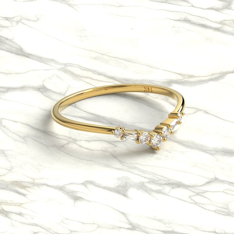 Tapered Baguette and Round Diamond Ring