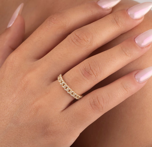 Gold Diamond Link Wedding Band